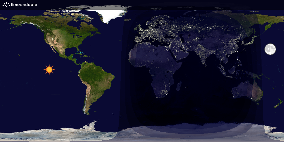Verdenskart som viser dag og natt 
