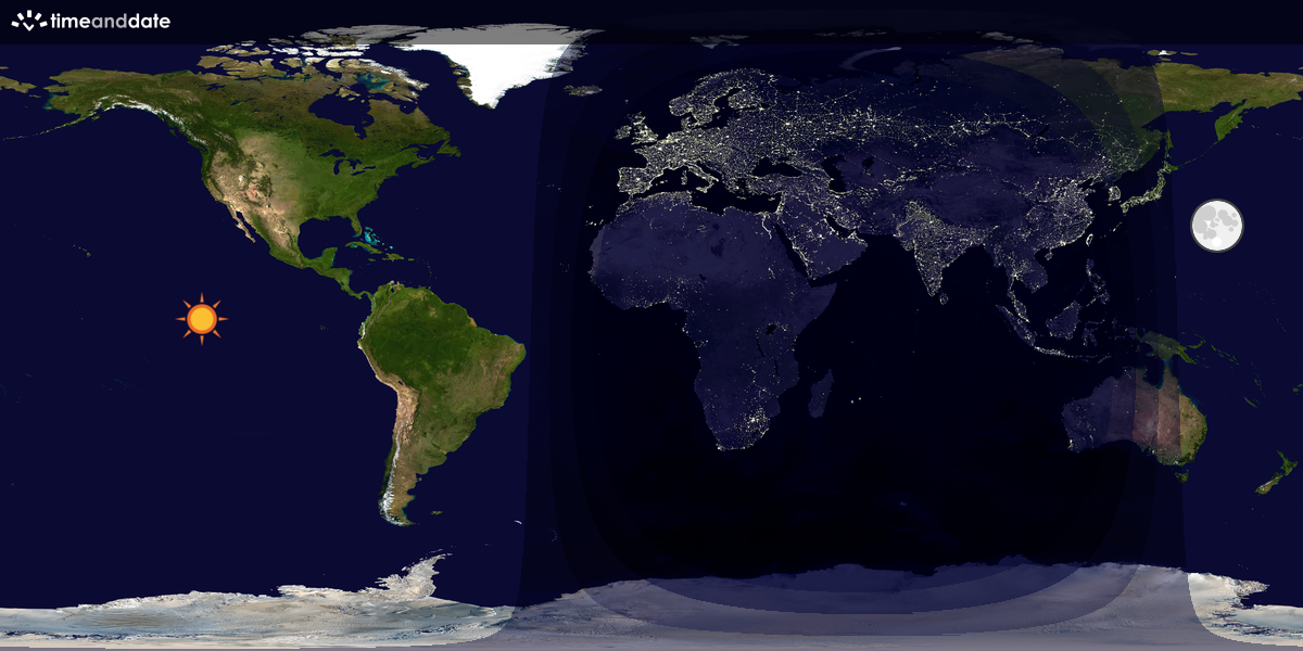 Verdenskart som viser dag og natt 
