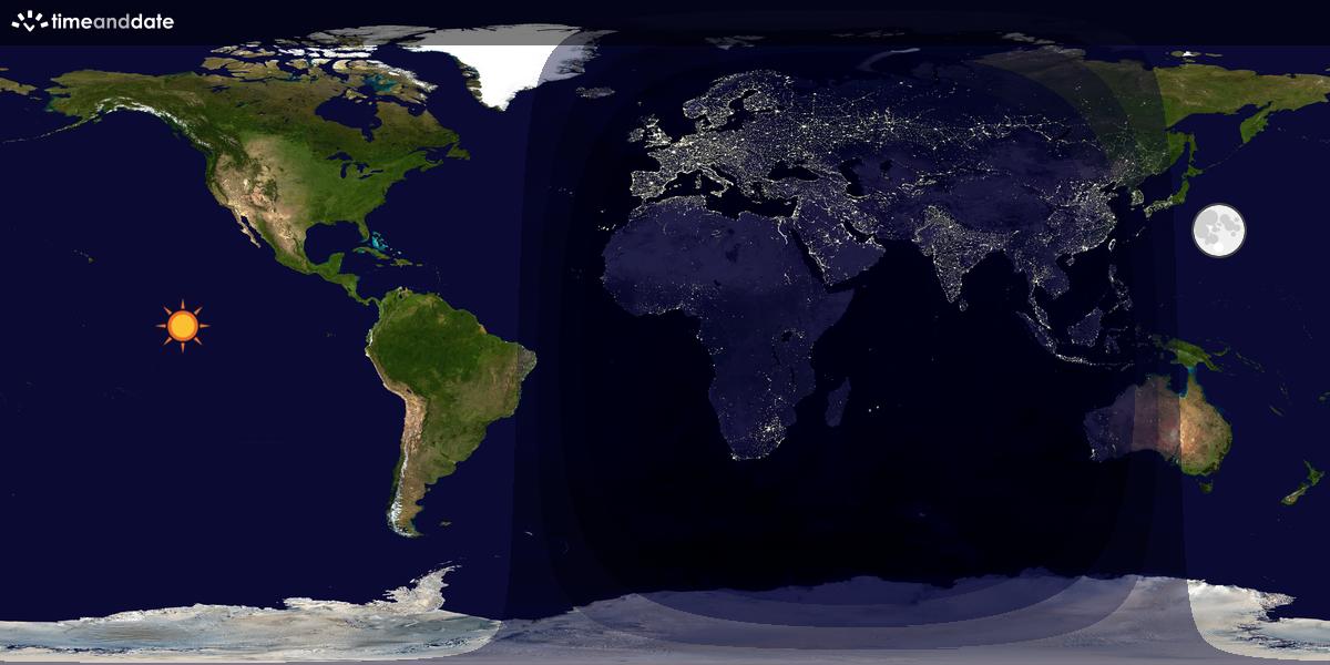 Verdenskart som viser dag og natt 