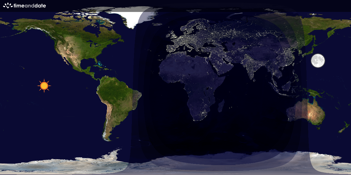 Verdenskart som viser dag og natt 