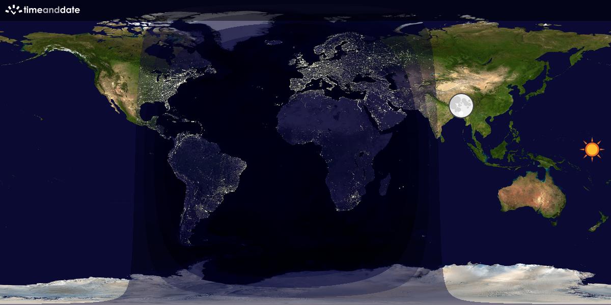 Verdenskart som viser dag og natt 