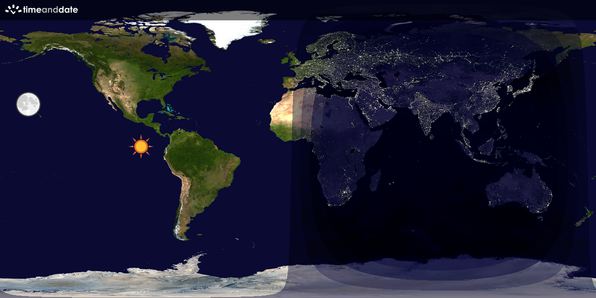 Verdenskart som viser dag og natt 
