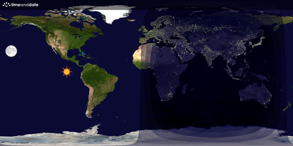 Verdenskart som viser dag og natt 