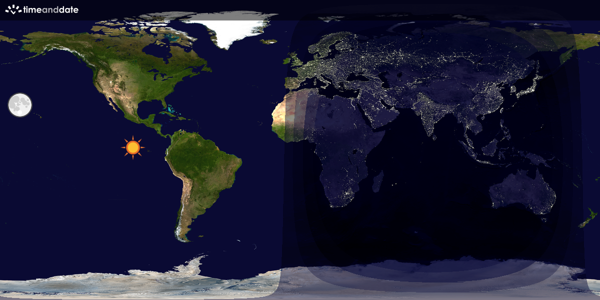 Verdenskart som viser dag og natt 