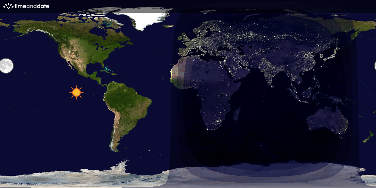 Verdenskart som viser dag og natt 