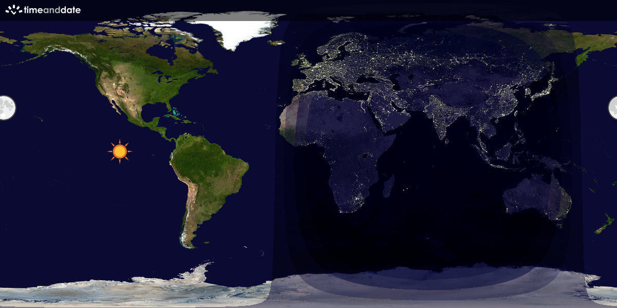 Verdenskart som viser dag og natt 
