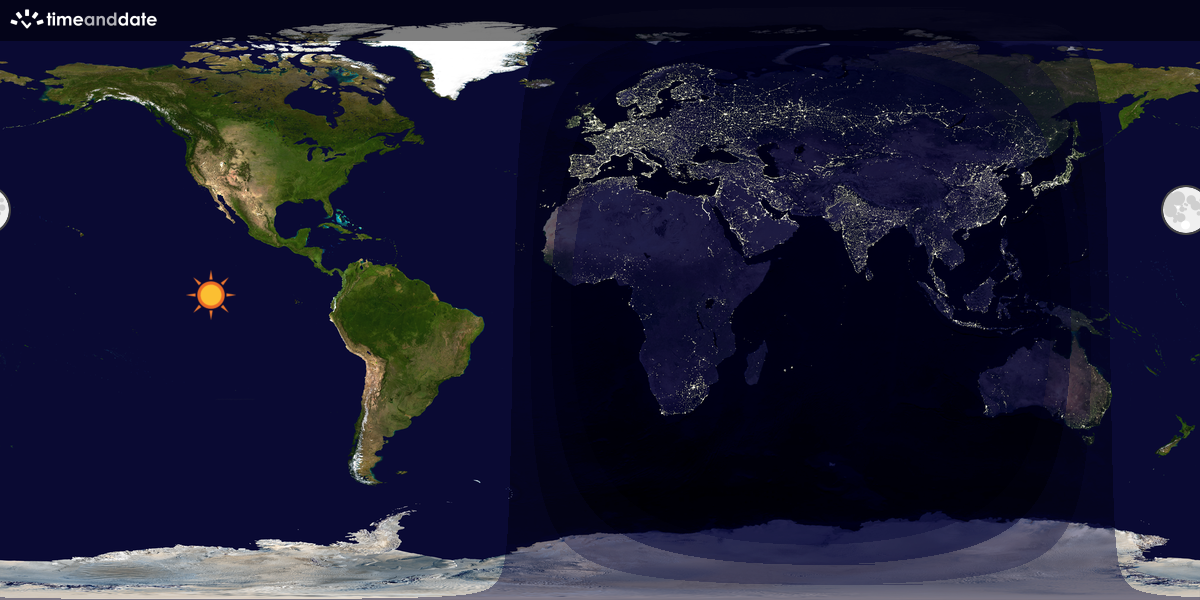 Verdenskart som viser dag og natt 