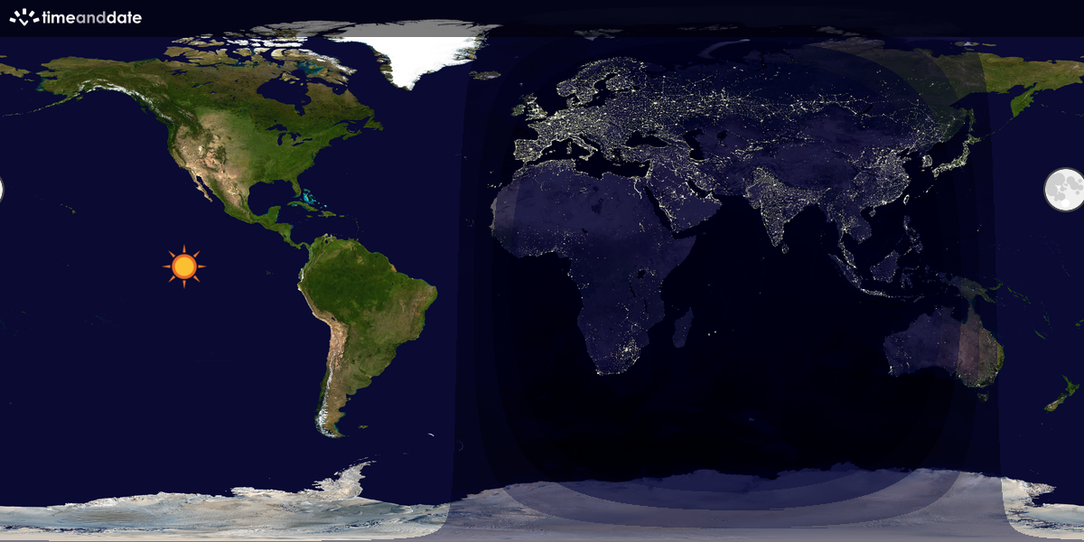 Verdenskart som viser dag og natt 