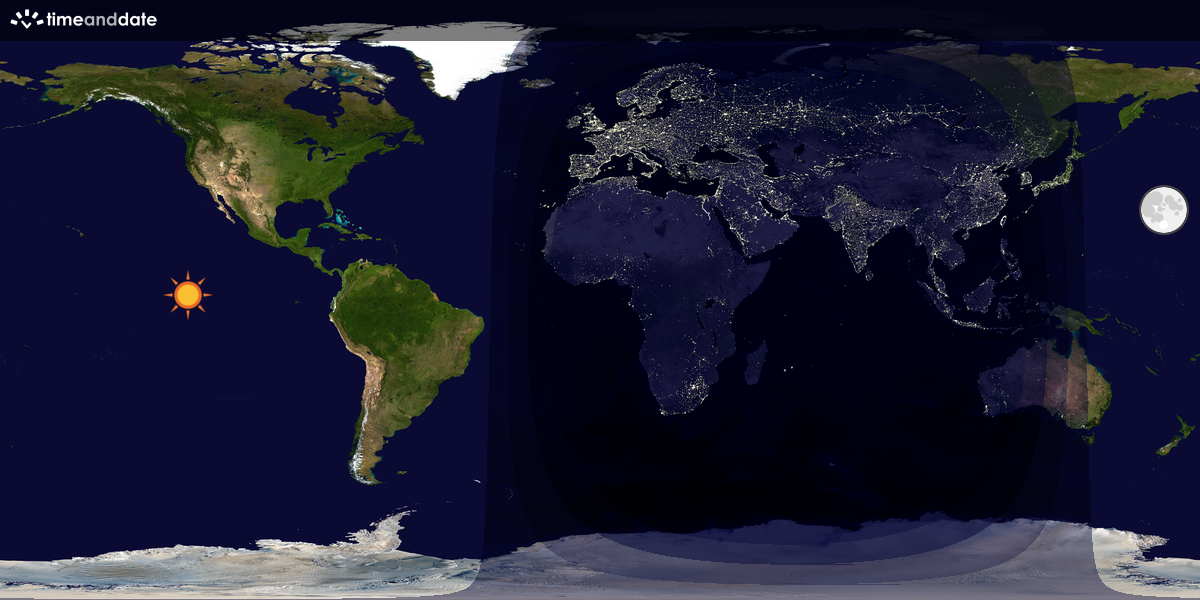 Verdenskart som viser dag og natt 