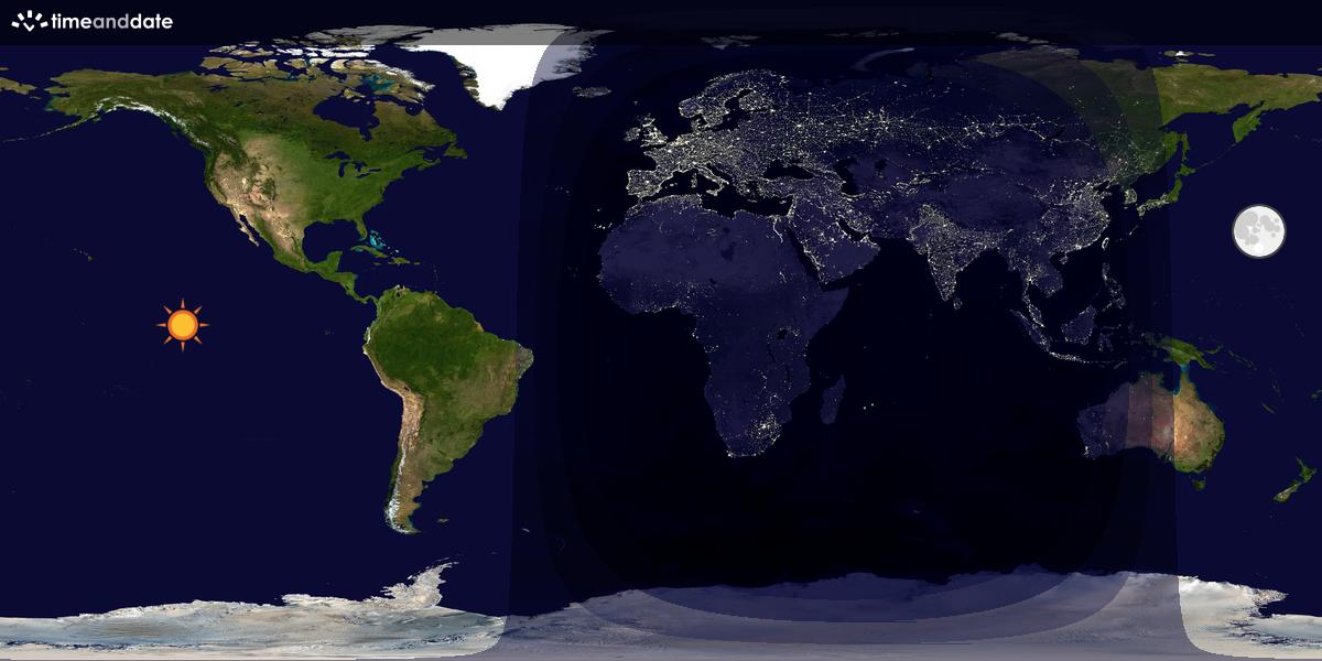 Verdenskart som viser dag og natt 