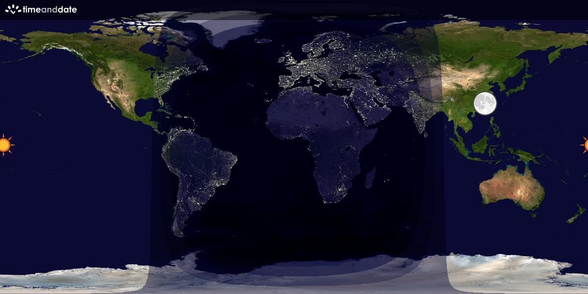 Verdenskart som viser dag og natt 