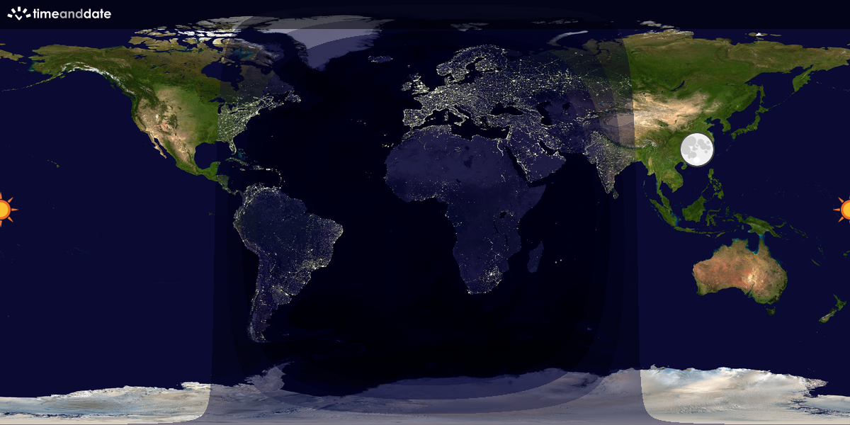 Verdenskart som viser dag og natt 