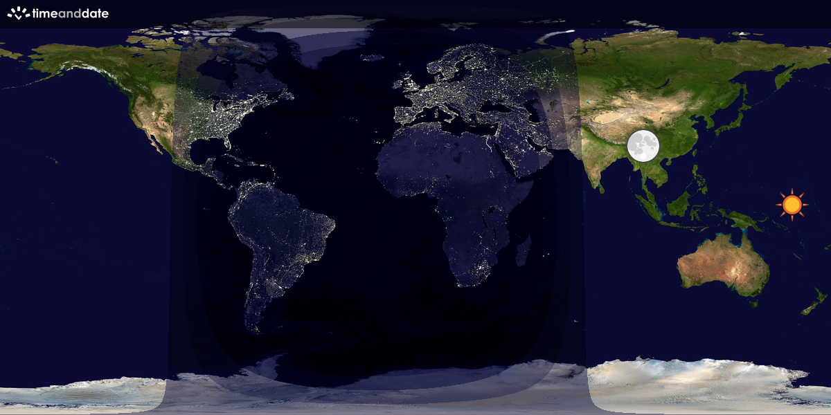 Verdenskart som viser dag og natt 