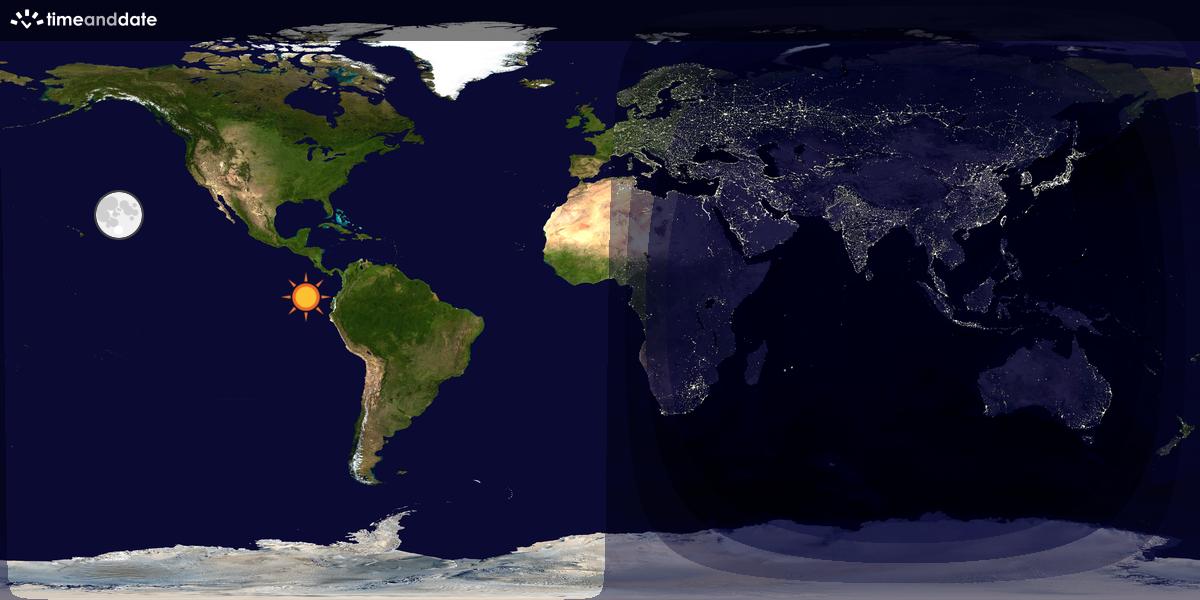 Verdenskart som viser dag og natt 