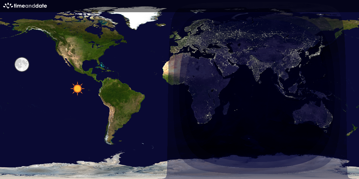 Verdenskart som viser dag og natt 