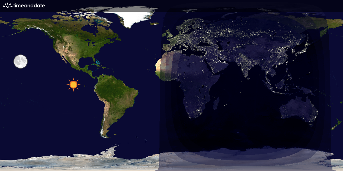 Verdenskart som viser dag og natt 