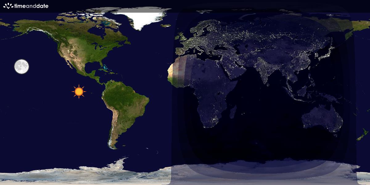 Verdenskart som viser dag og natt 