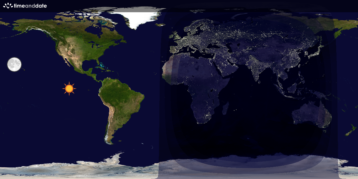 Verdenskart som viser dag og natt 