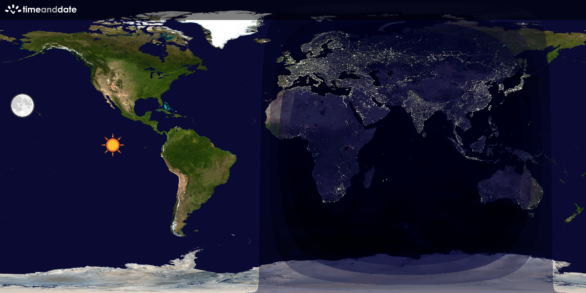 Verdenskart som viser dag og natt 