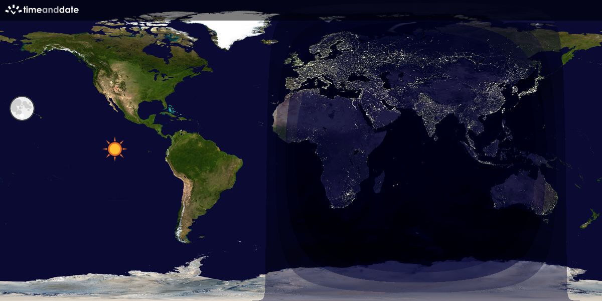 Verdenskart som viser dag og natt 