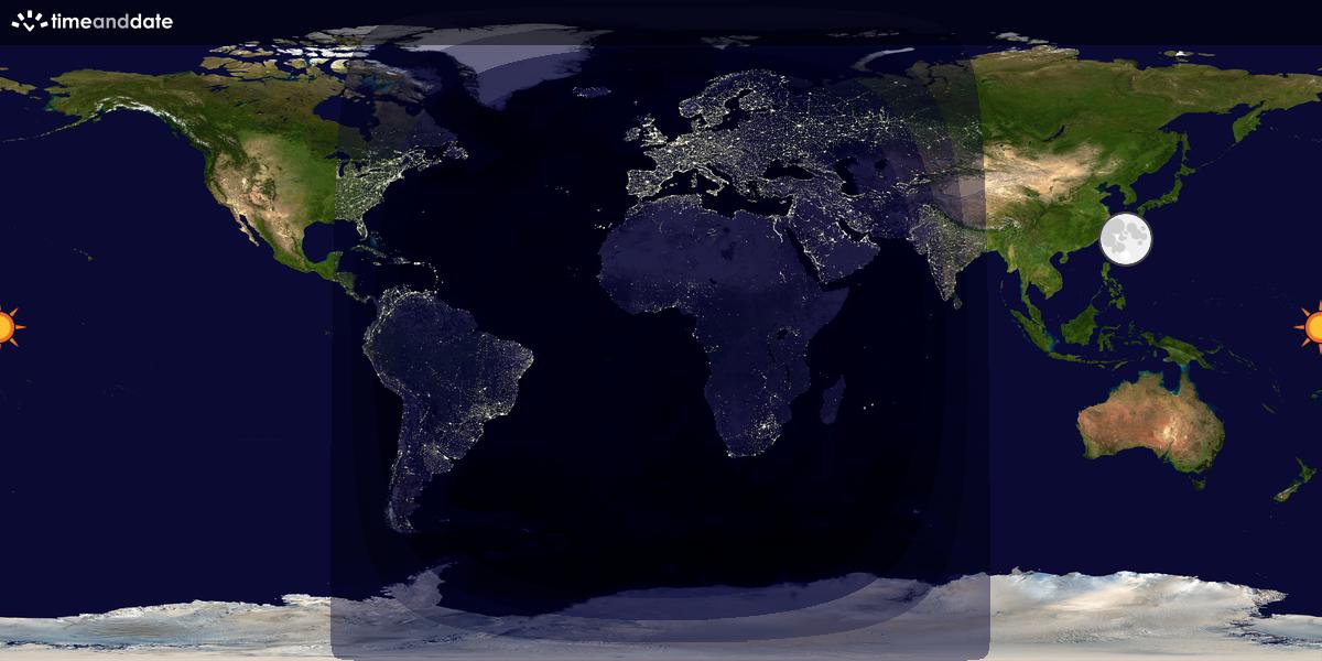 Verdenskart som viser dag og natt 