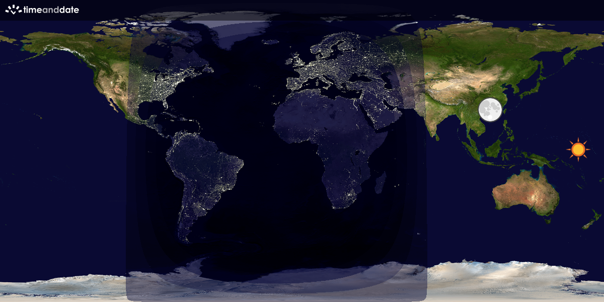 Verdenskart som viser dag og natt 