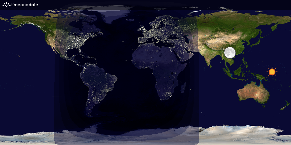 Verdenskart som viser dag og natt 
