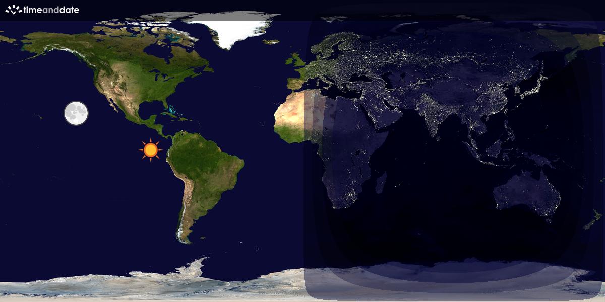 Verdenskart som viser dag og natt 