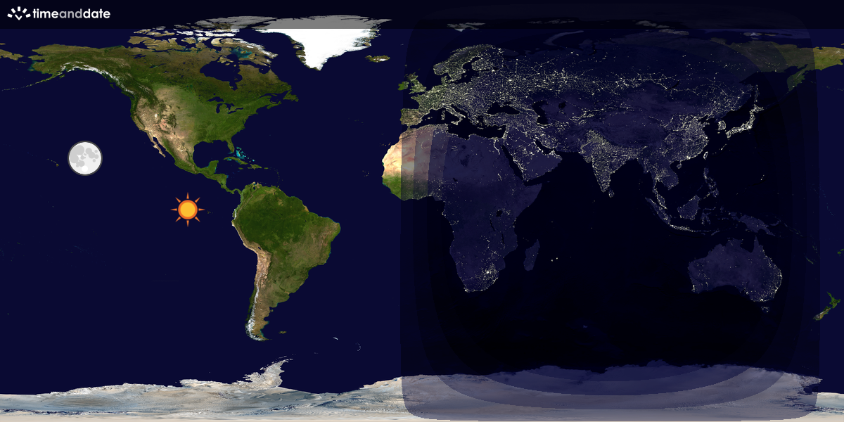 Verdenskart som viser dag og natt 