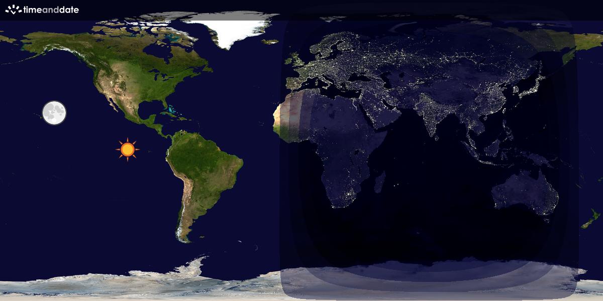 Verdenskart som viser dag og natt 
