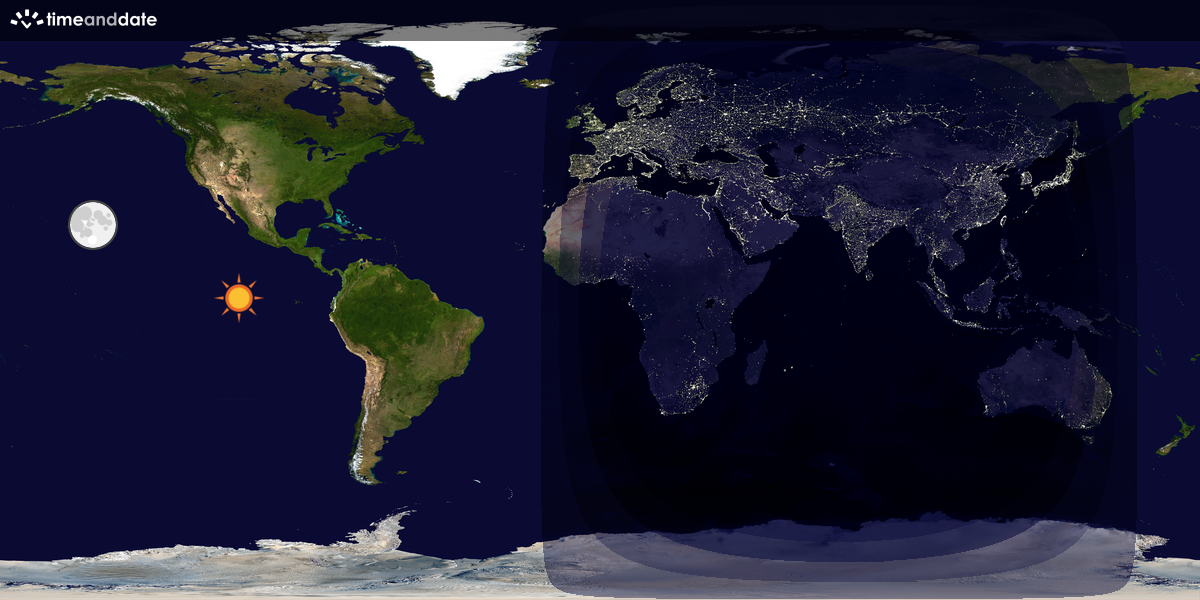 Verdenskart som viser dag og natt 