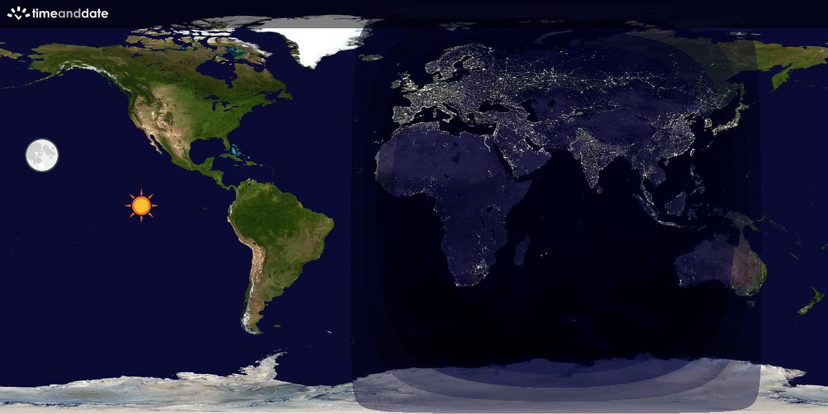 Verdenskart som viser dag og natt 
