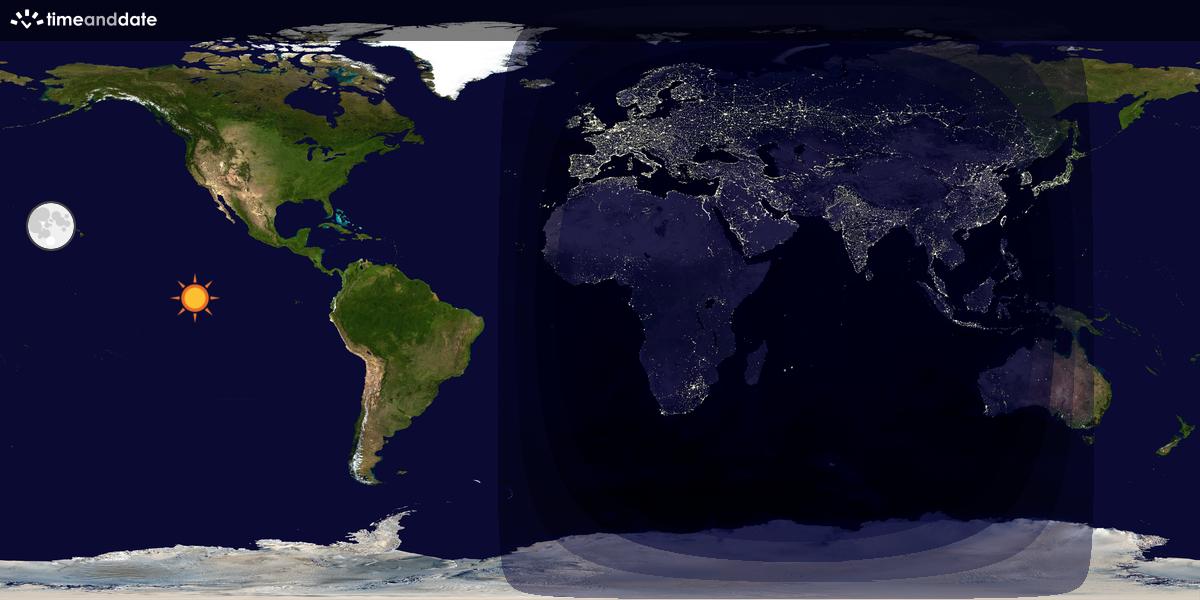 Verdenskart som viser dag og natt 