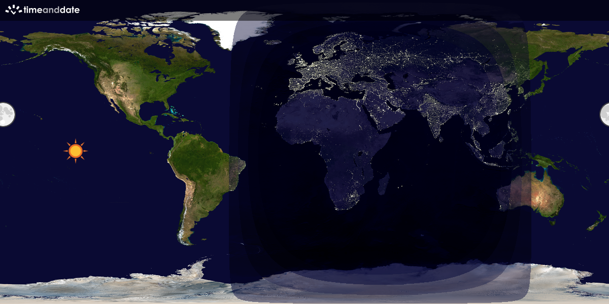 Verdenskart som viser dag og natt 