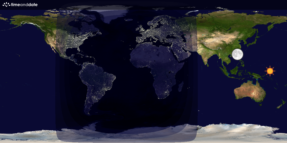 Verdenskart som viser dag og natt 