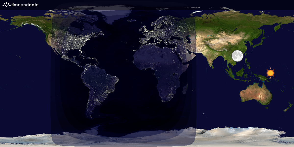Verdenskart som viser dag og natt 