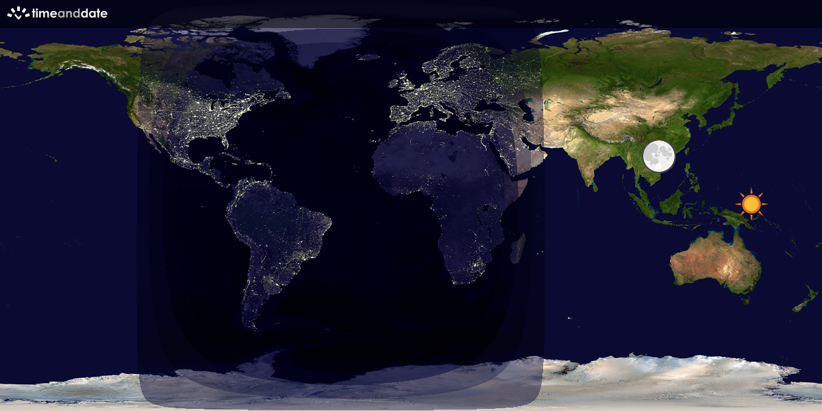 Verdenskart som viser dag og natt 