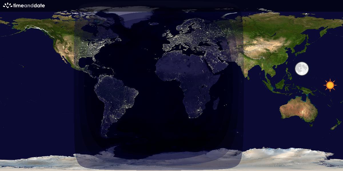 Verdenskart som viser dag og natt 