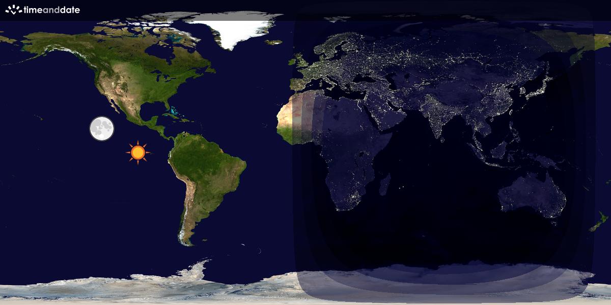 Verdenskart som viser dag og natt 