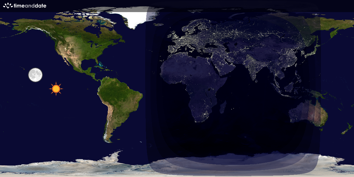 Verdenskart som viser dag og natt 