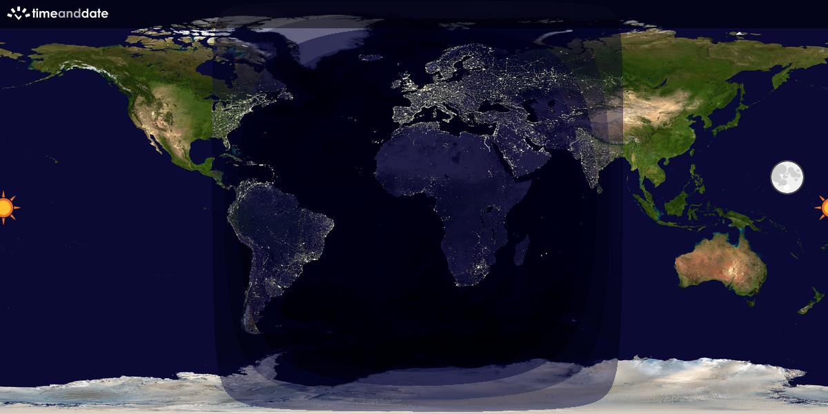 Verdenskart som viser dag og natt 