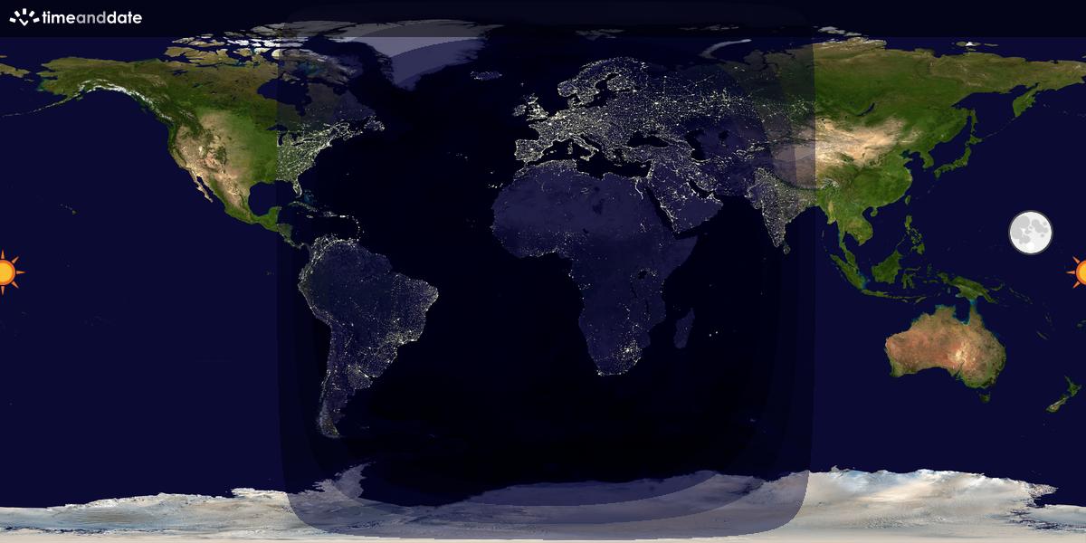 Verdenskart som viser dag og natt 