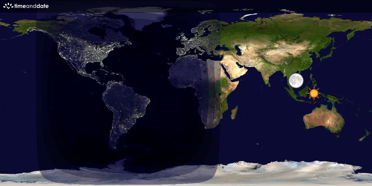 Verdenskart som viser dag og natt 