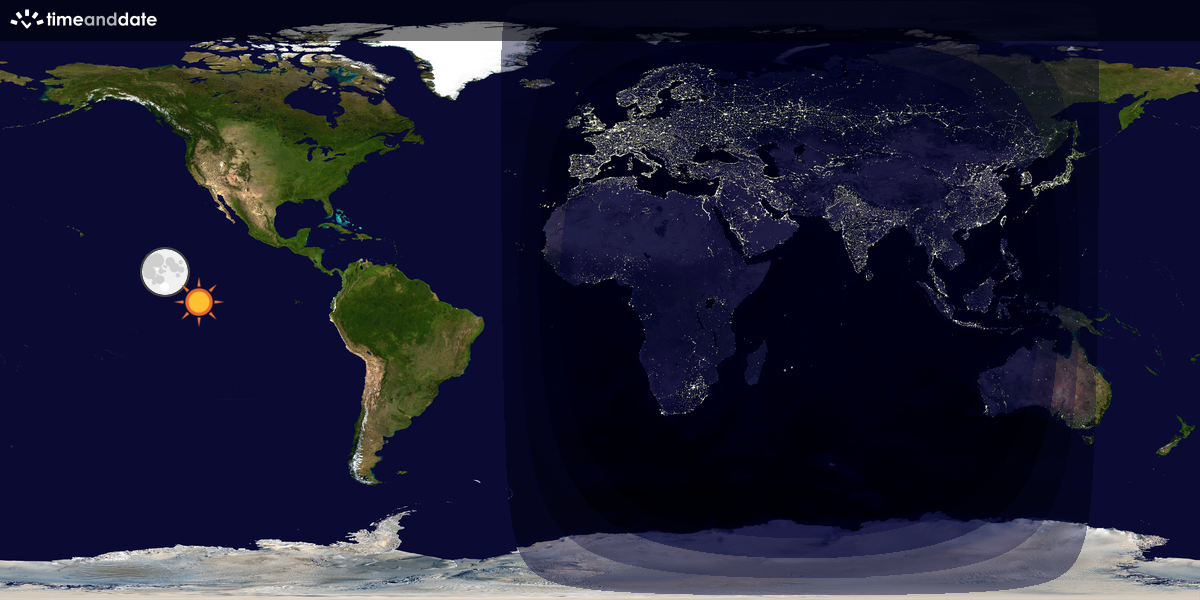 Verdenskart som viser dag og natt 