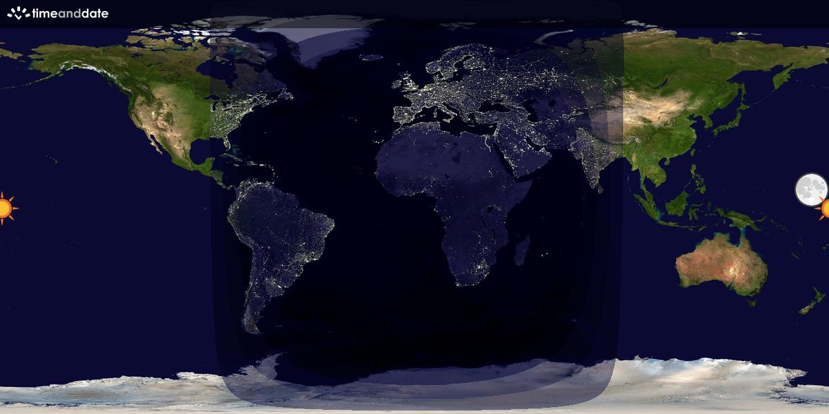 Verdenskart som viser dag og natt 