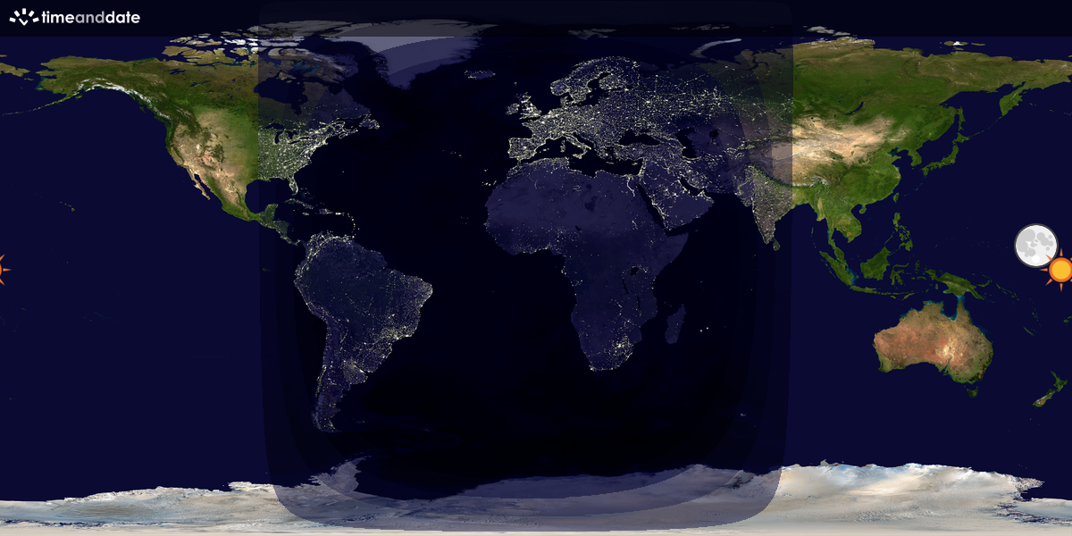 Verdenskart som viser dag og natt 