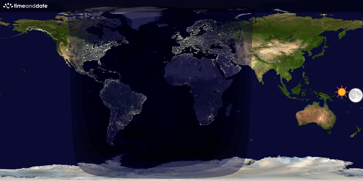 Verdenskart som viser dag og natt 