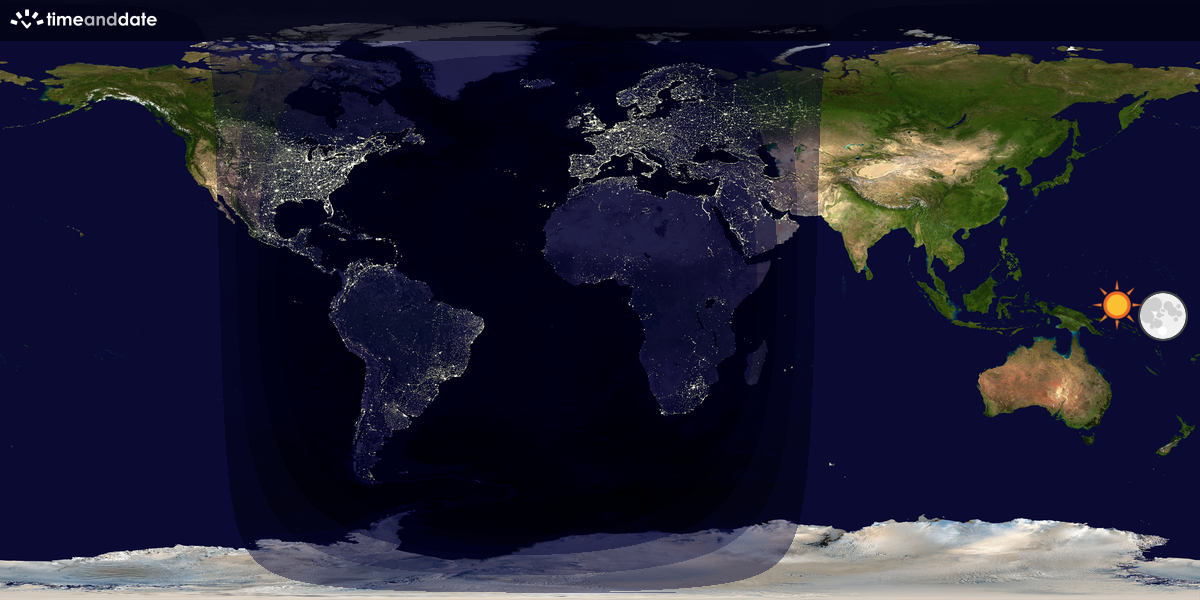 Verdenskart som viser dag og natt 