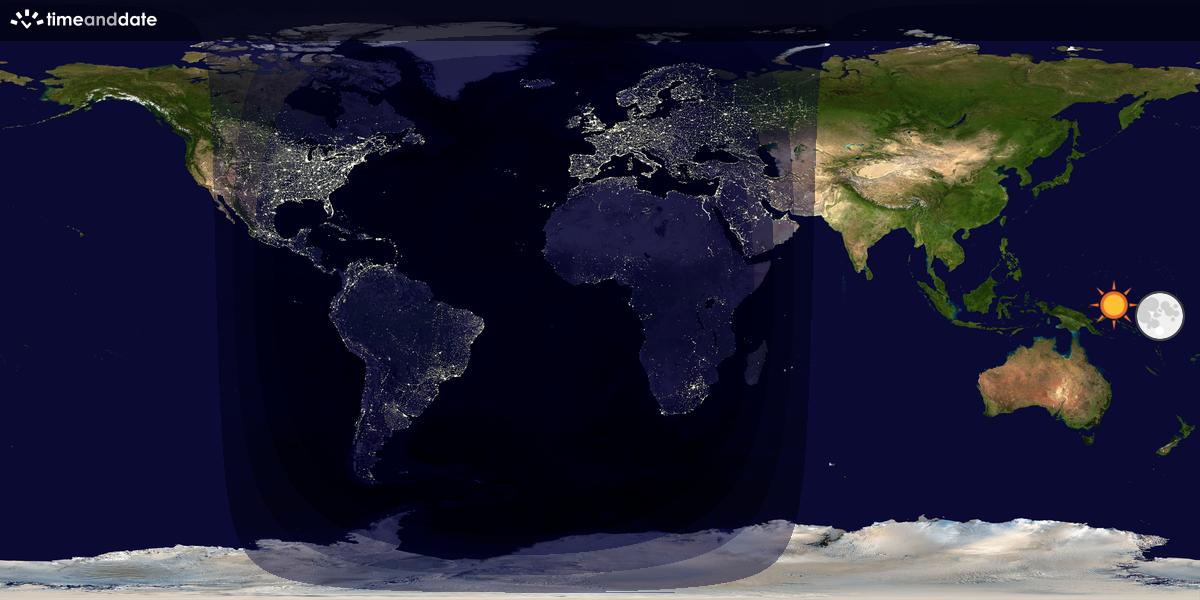 Verdenskart som viser dag og natt 