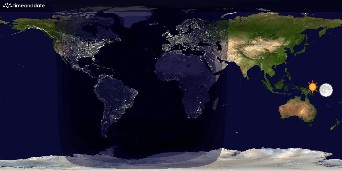 Verdenskart som viser dag og natt 